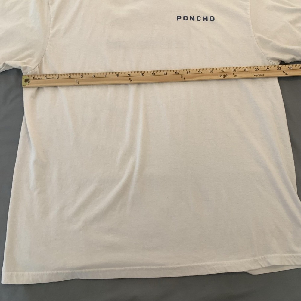 Poncho Gildan Shirt Mens XL White Crewneck Logo Back Graphic Tee T-Shirt - Picture 4 of 8